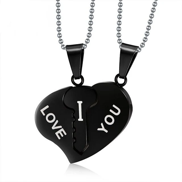 2 Colares para Namorados ou Casais - Chave e Coração - em Aço - REF1087 - Image 3