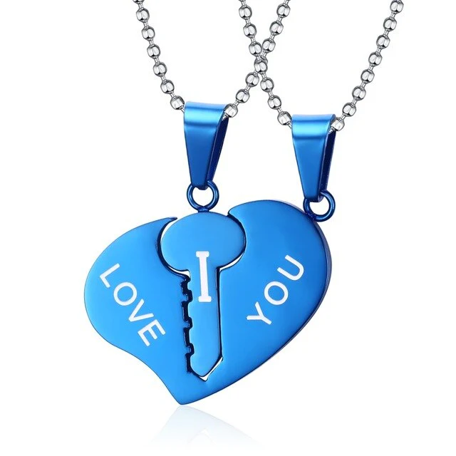 2 Colares para Namorados ou Casais - Chave e Coração - em Aço - REF1087 - Image 4