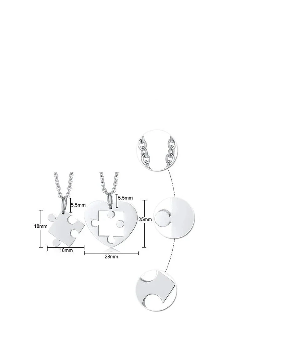 2 Colares para Namorados ou Casais - Puzzle - em Aço - REF1083 - Image 4