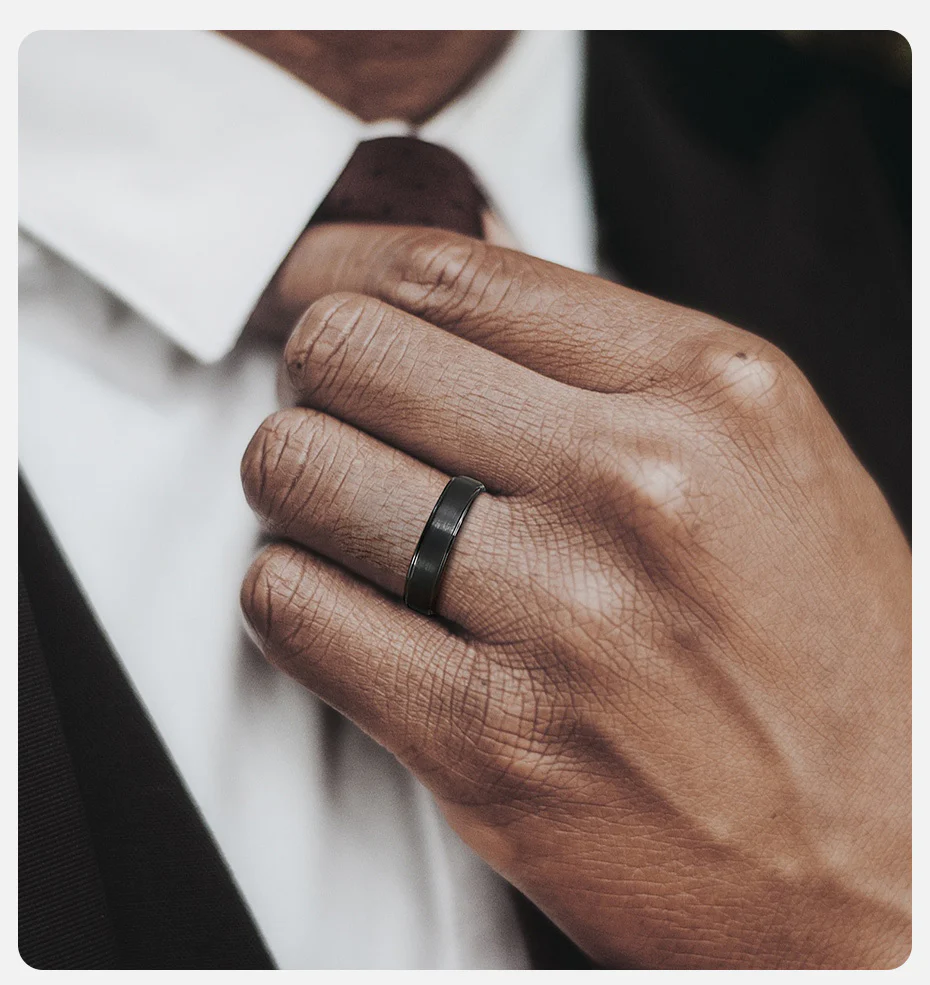 Aliança em Tungsténio Preta, com 5mm de Largura, Plana e Fosca em Cima, Brilhante e Arredondada nos Lados - REF2069 - Image 9