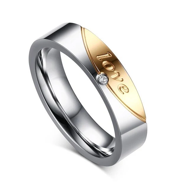 Aliança Love com Pedra (5mm) ou Forever (6mm) em Aço para Casamento, Namoro ou Compromisso - REF00018 - Image 3