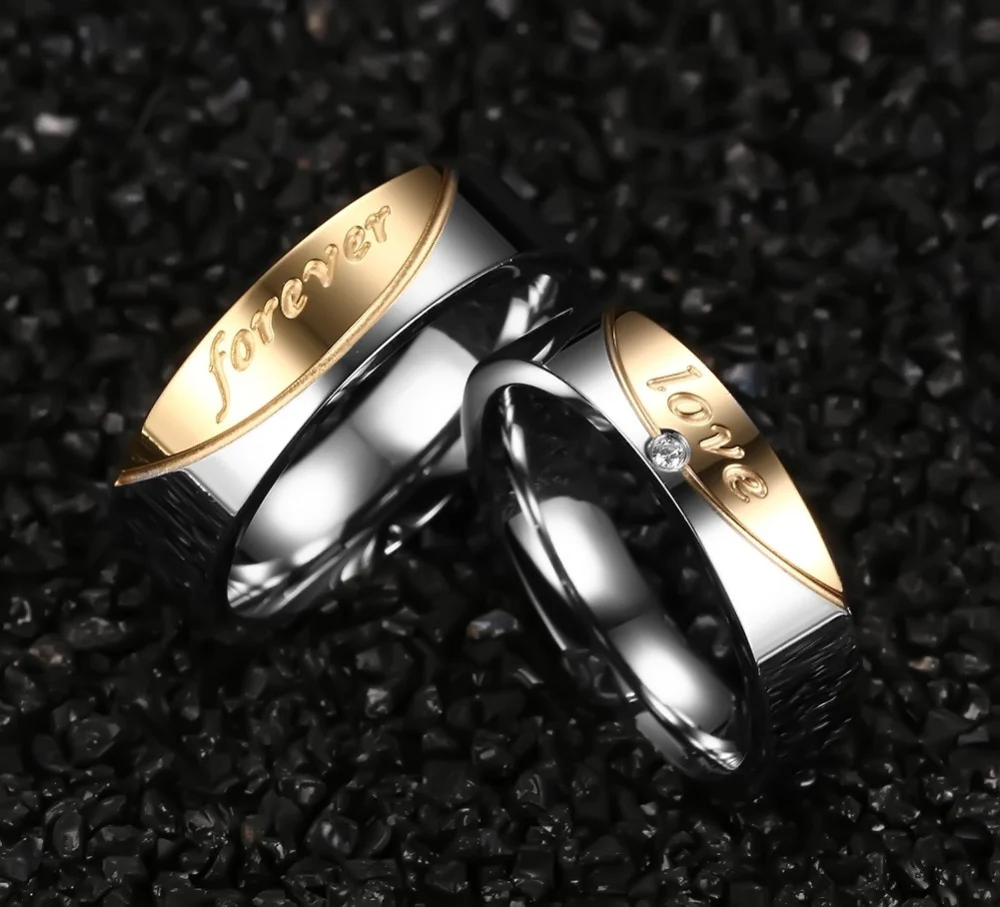 Aliança Love com Pedra (5mm) ou Forever (6mm) em Aço para Casamento, Namoro ou Compromisso - REF00018 - Image 8