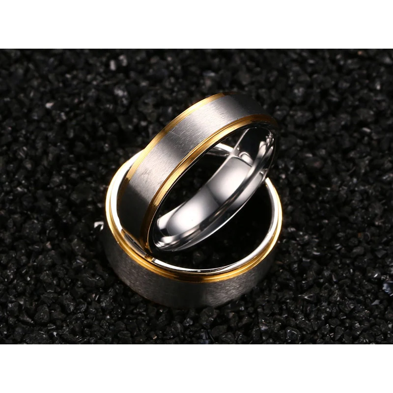 Aliança Matte com Rebordo Dourado 6mm e 8mm em Aço para Casamento, Namoro ou Compromisso - REF00031 - Image 6