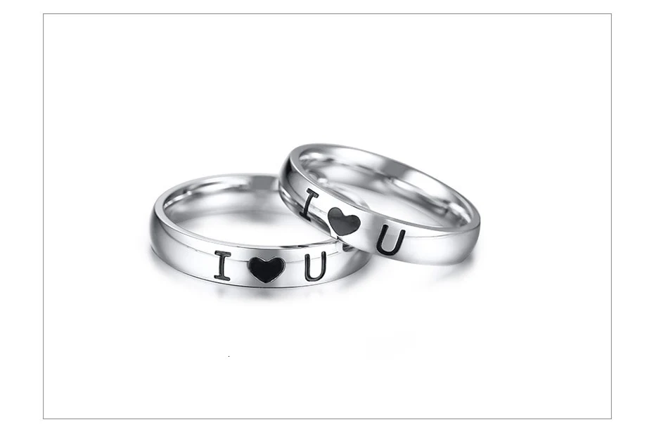 Aliança Prateada com Coração I Love You (4mm) em Aço - Alianças de Namoro ou Compromisso (para Namorados) - REF1609 - Image 10