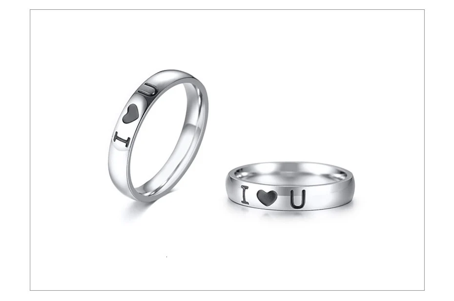 Aliança Prateada com Coração I Love You (4mm) em Aço - Alianças de Namoro ou Compromisso (para Namorados) - REF1609 - Image 8
