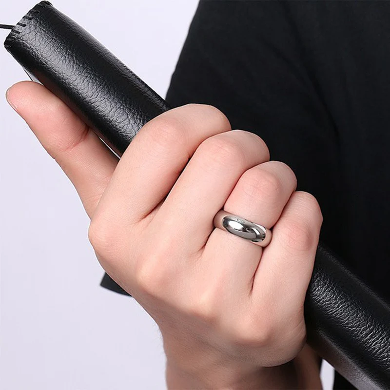 Aliança Tradicional Prateada Alta e Grossa (7mm) em Aço para Casamento, Namoro ou Compromisso - REF1815 - Image 4