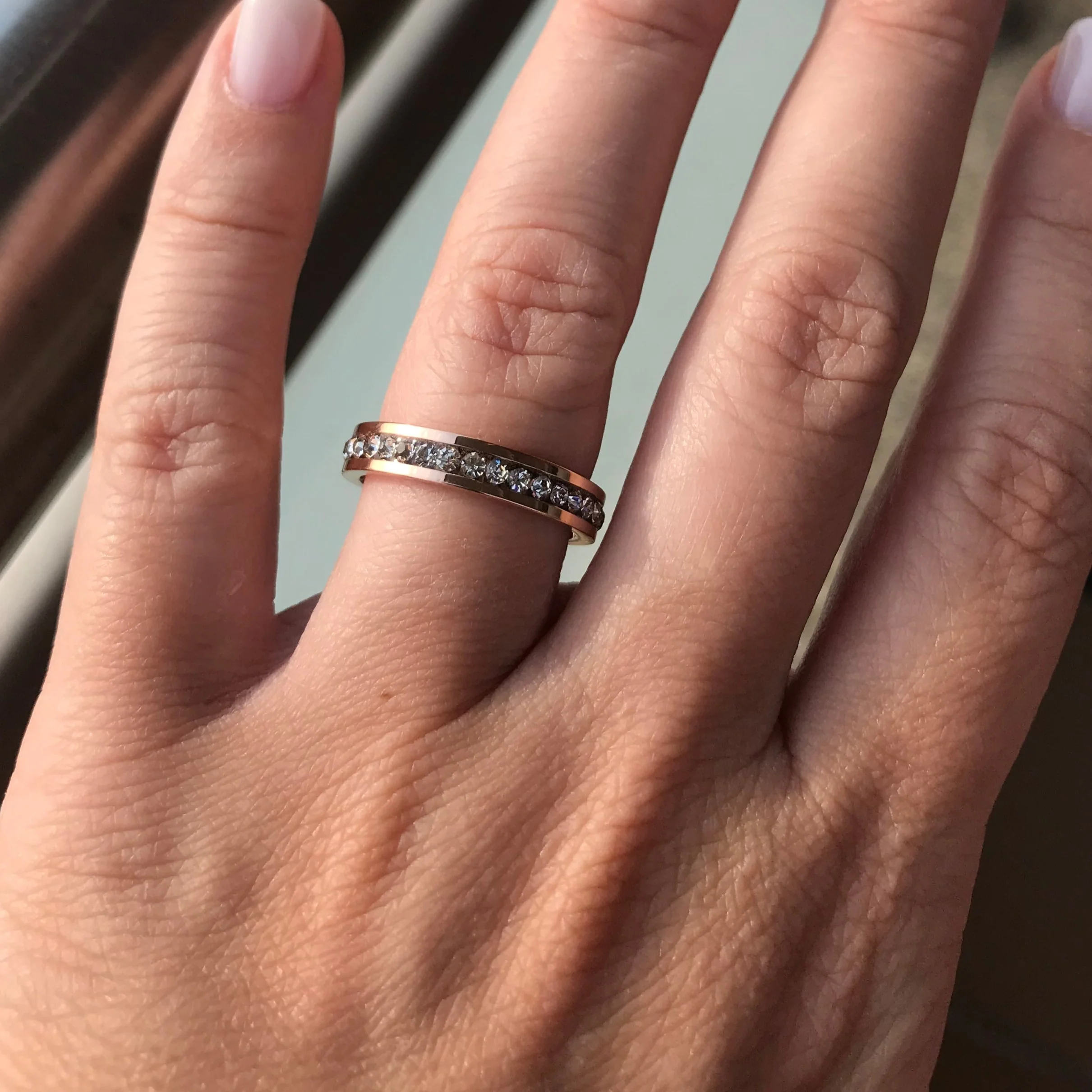 Anel de Noivado 4mm com Pedras Circundantes em Aço - REF1194 - Image 5