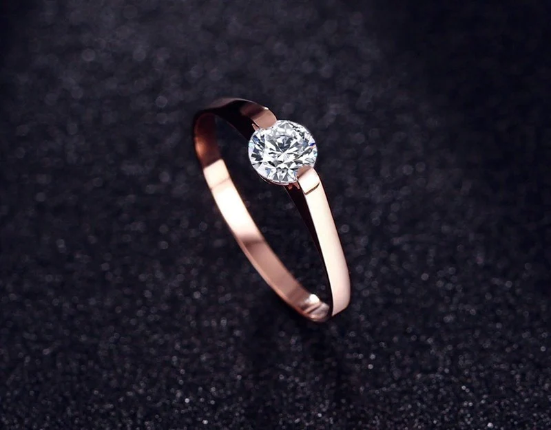 Anel de Noivado Dourado Rosa em Aço - REF1196 - Image 6