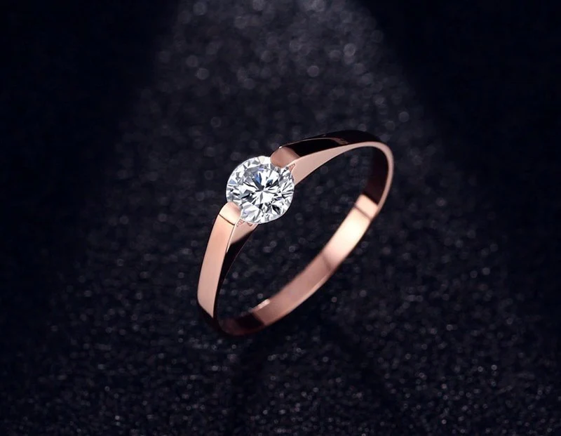 Anel de Noivado Dourado Rosa em Aço - REF1196 - Image 7