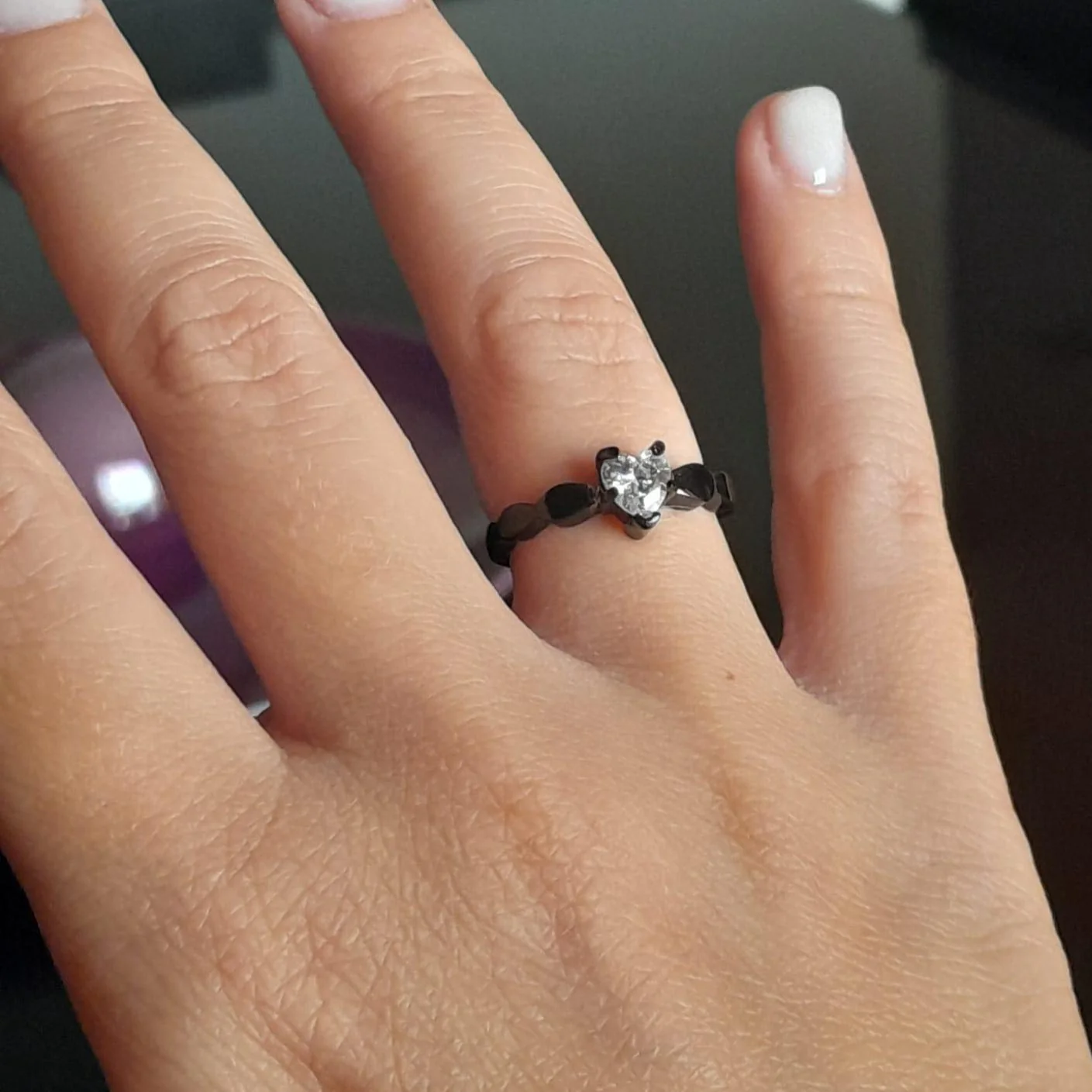 Anel de Noivado Solitário Coração Único em Aço - REF1195 - Image 3