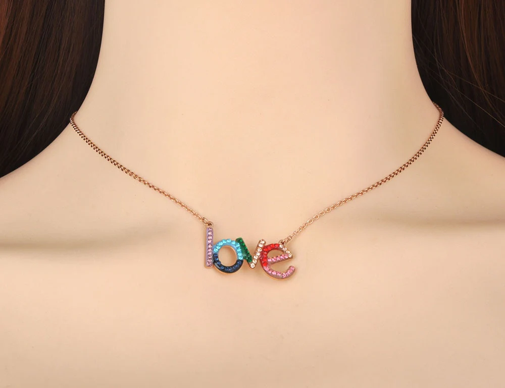 Colar Love Colorido (Cores do Arco-Íris) em Aço - REF1568 - Image 3