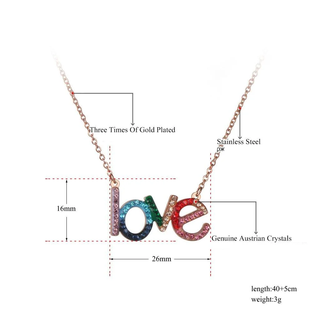 Colar Love Colorido (Cores do Arco-Íris) em Aço - REF1568 - Image 4