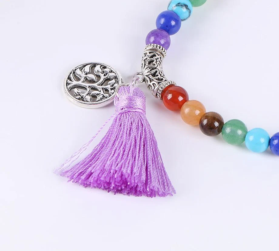 Japamala Ametista com Cristais 7 Chakras - Tassel e Pendente Árvore da Vida - REF1035 - Image 3