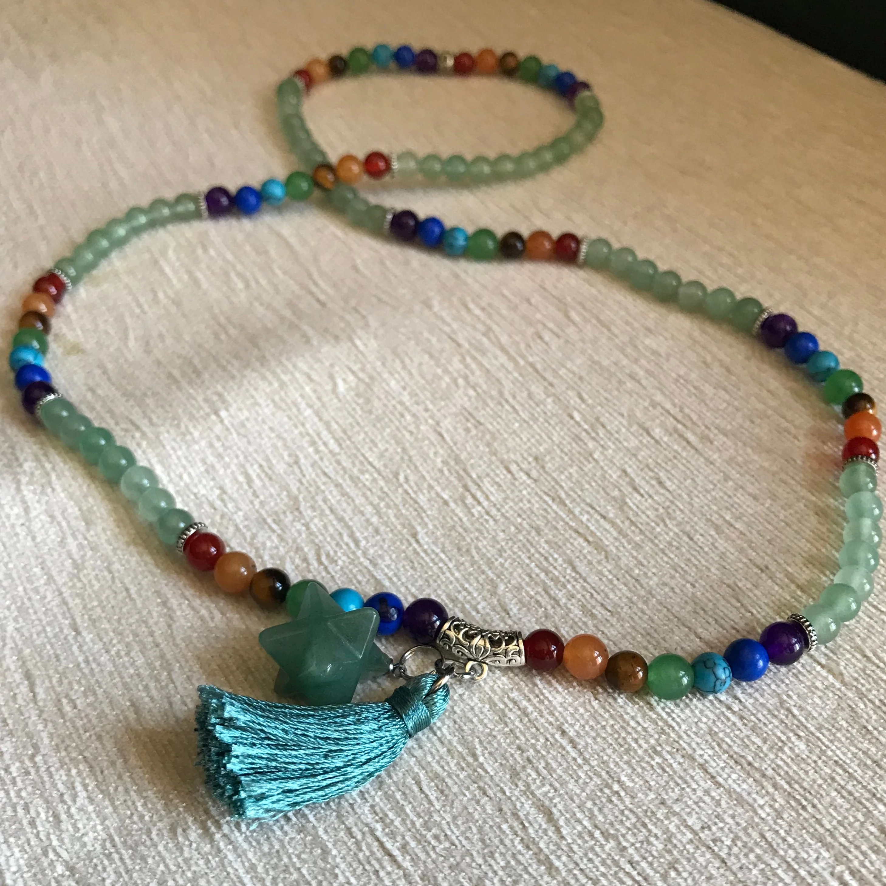 Japamala Aventurina - Simbolo da Purificação e Rejuvenescimento - 7 Chakras com Tassel e Estrela - REF1036 - Image 5