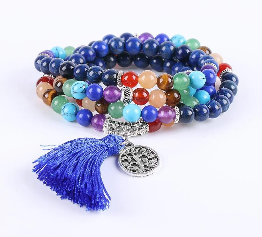 Japamala Lápis Lazúli e Pedras 7 Chakras com Tassel Azul - REF1038 - Image 4