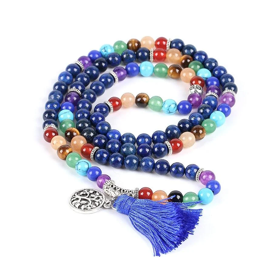 Japamala Lápis Lazúli e Pedras 7 Chakras com Tassel Azul - REF1038 - Image 5
