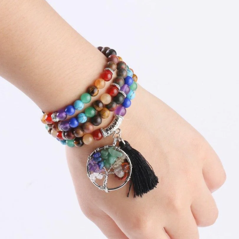 Japamala Pedras Naturais 7 Chakras com Árvore da Vida e Tassel - REF1004 - Image 4