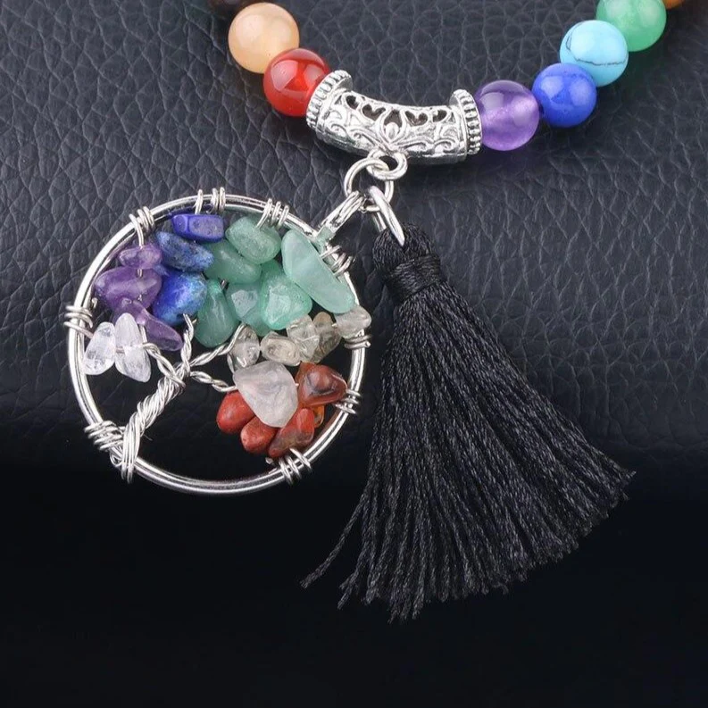 Japamala Pedras Naturais 7 Chakras com Árvore da Vida e Tassel - REF1004 - Image 6