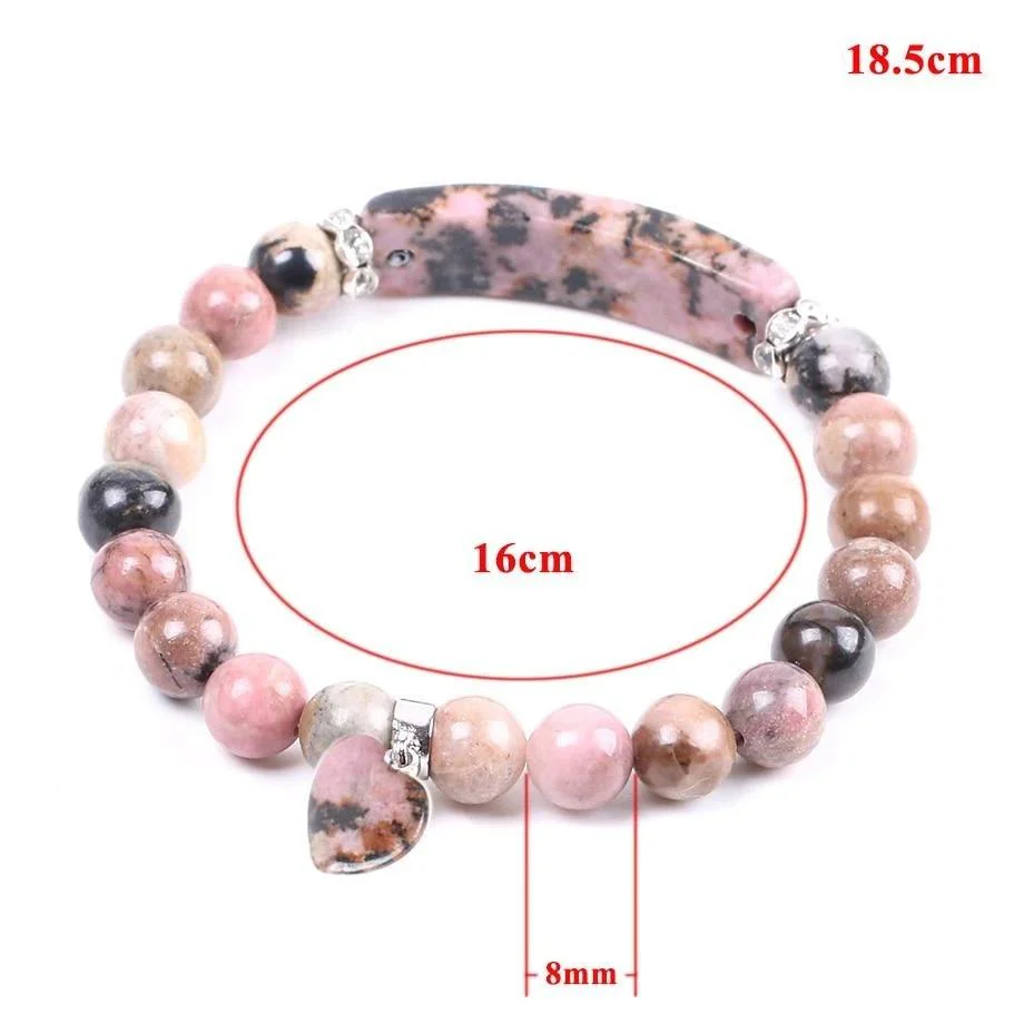Pulseira com Pedras Naturais Rodonite - Símbolo do Equilíbrio Emocional - com Coração - REF1052 - Image 5