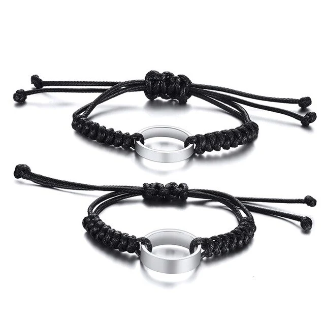 Pulseira para Namorados Ajustável com Aliança em Aço - REF1070 - Image 3