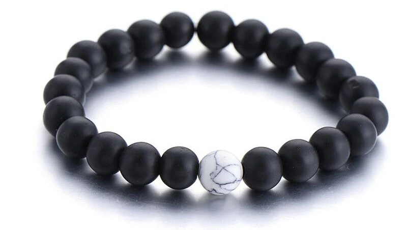 Pulseiras para Namorados com Pedras Brancas e Pretas - REF1058 - Image 3