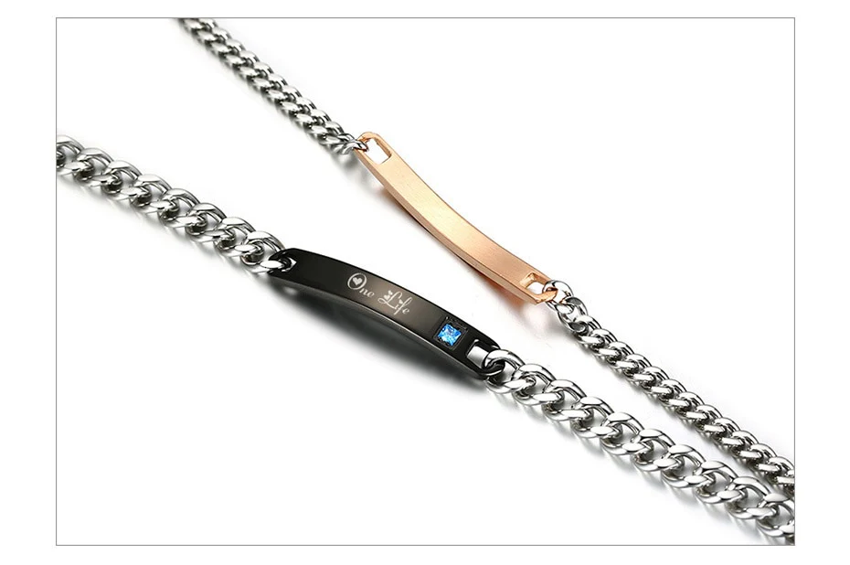 Conjunto de Pulseiras para Namorados - One Life/One Love (Uma vida/Um amor) - em Aço - REF1073 - Image 4